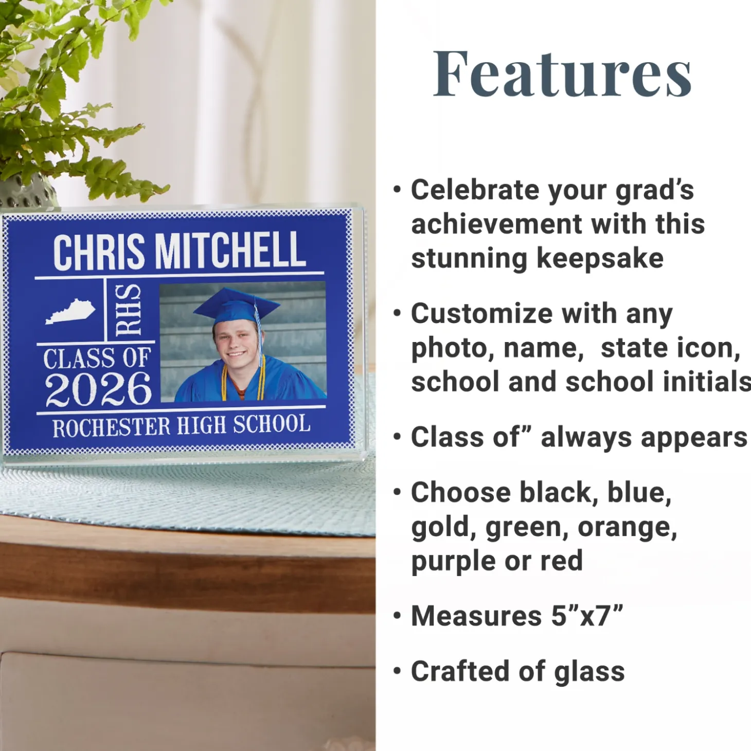 All About The Graduate Photo Glass Keepsake Block