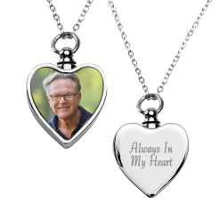 Always In My Heart Cremation Photo Necklace
