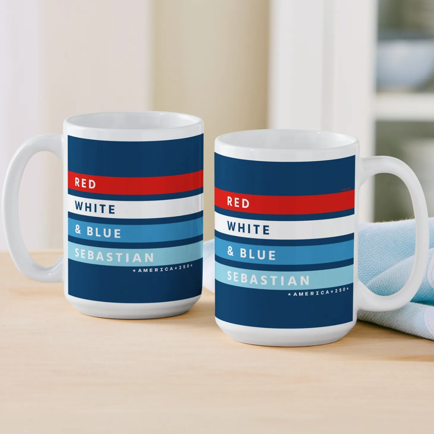 America250™ Red White & Blue Striped Mug