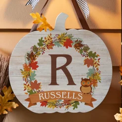 Autumn Initial Hanging Wood Sign