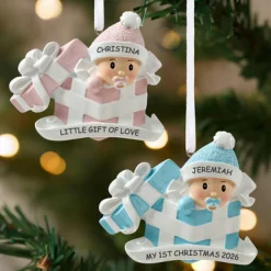 Baby in Present Ornament