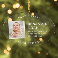 Baby's First Christmas Photo Oval Ornament