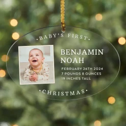 Baby's First Christmas Photo Oval Ornament