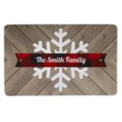Barnwood & Plaid Snowflake Doormat