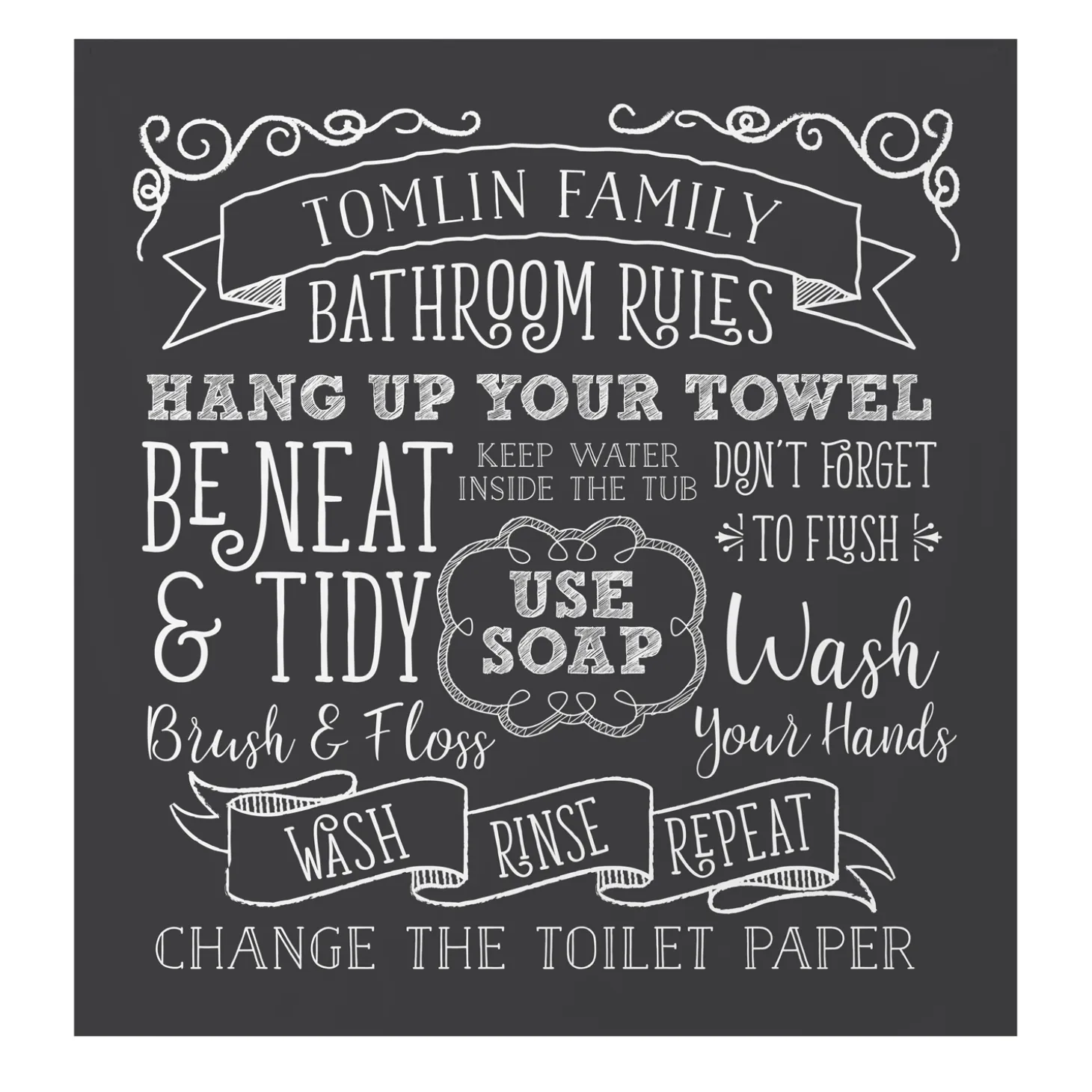 Bathroom Rules Shower Curtain