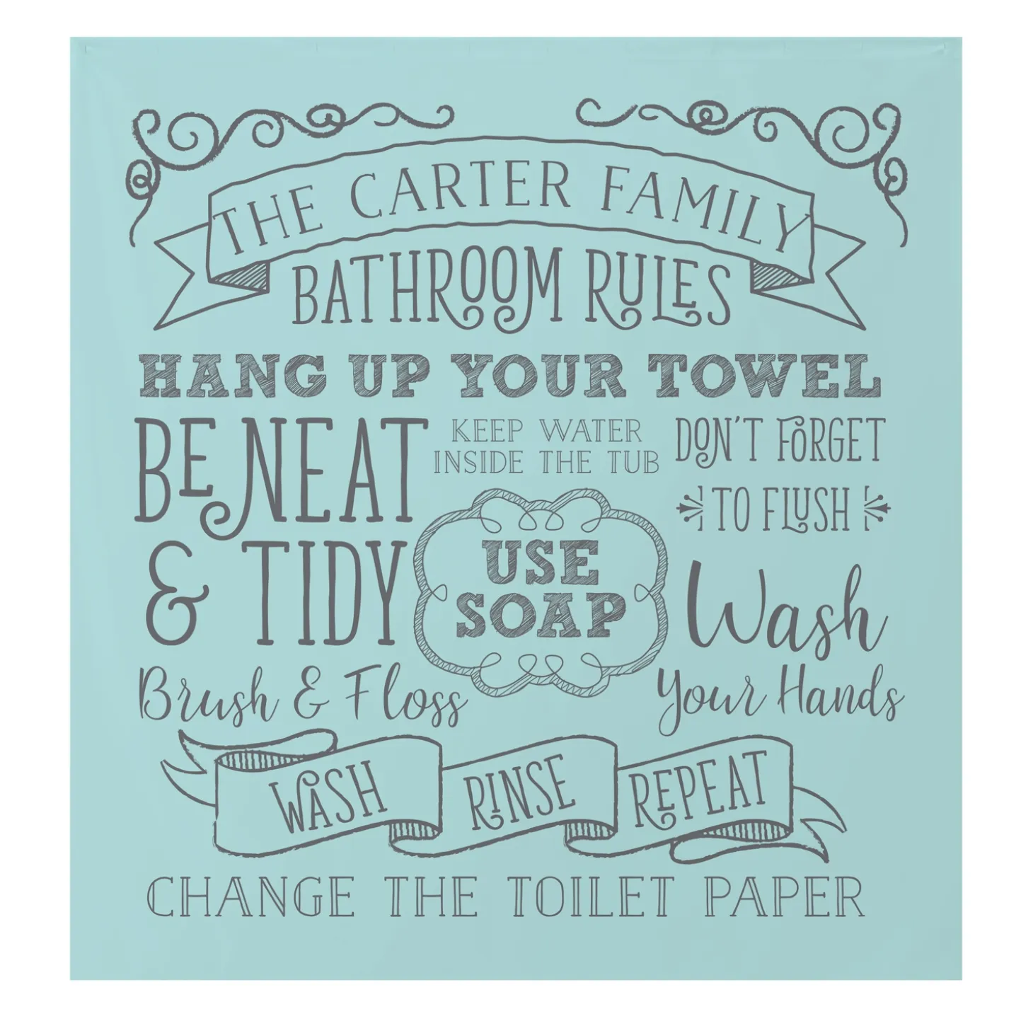 Bathroom Rules Shower Curtain