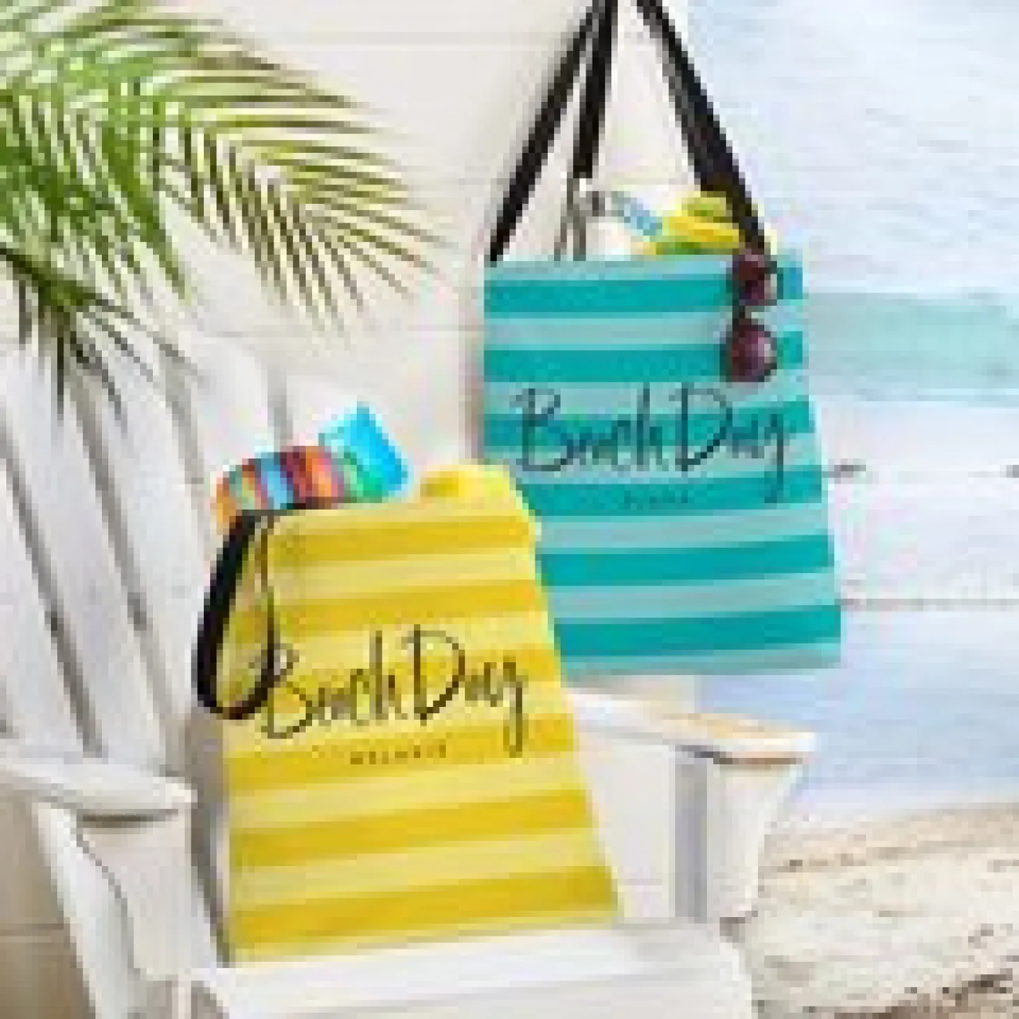 Beach Day Striped Tote Bag