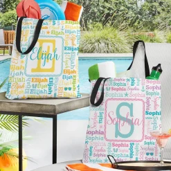 Beachy Collage Name Tote Bag