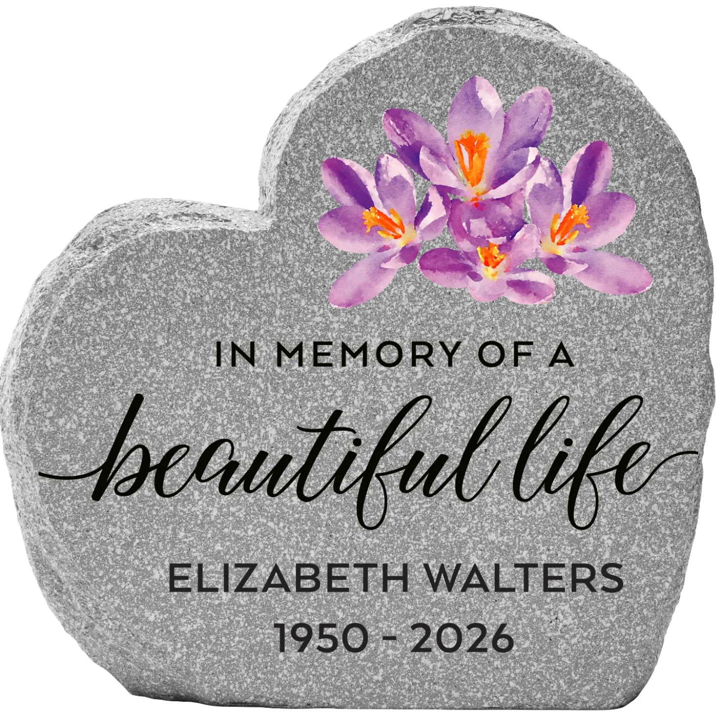 Beautiful Life Sympathy Standing Heart Garden Stone