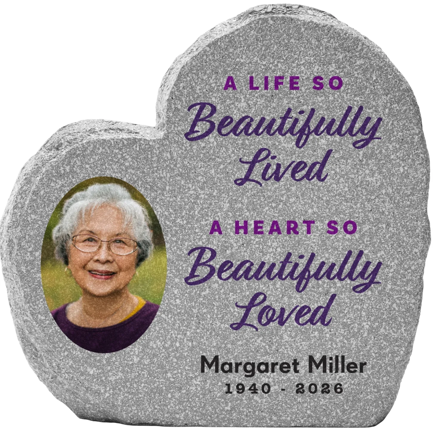 Beautifully Loved Memorial Standing Heart Garden Stone