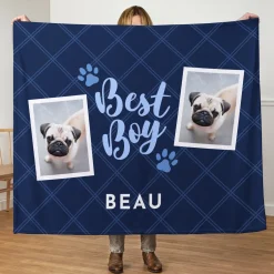 Best Boy and Best Girl Photo Plush Blanket