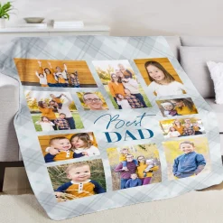 Best Dad Photo Collage Plush Blanket