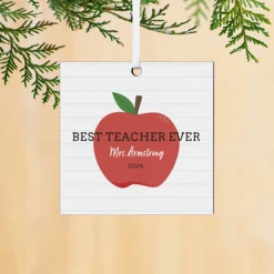 Best Teacher Ever Square Ornament