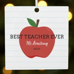 Best Teacher Ever Square Ornament
