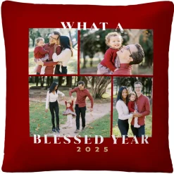 Blessed Year Photo Collage Throw Pillow