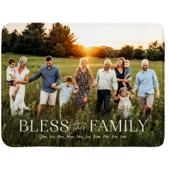 Bless This Family Photo Plush Blanket