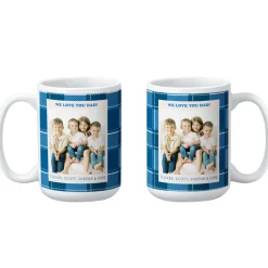 Blue Plaid Photo Mug