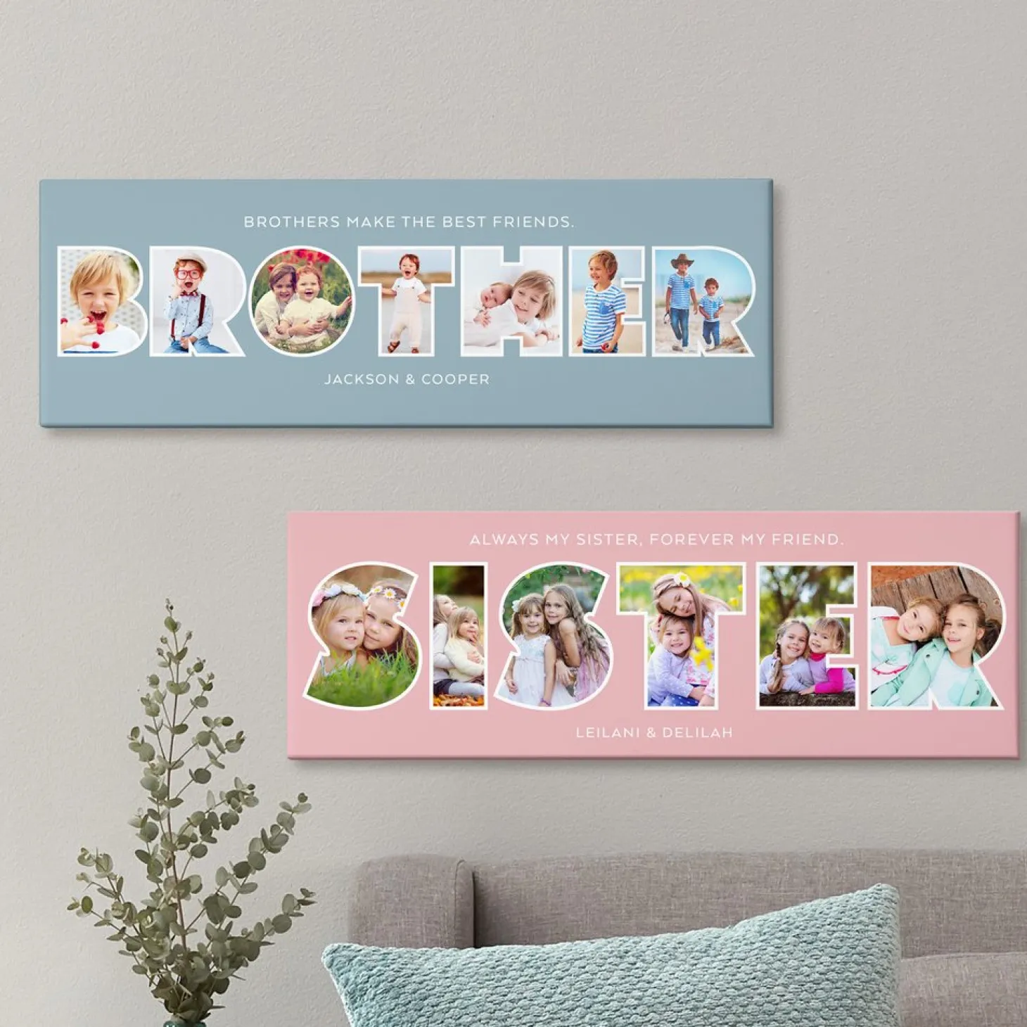 Brother/Sister Typography Photo Canvas