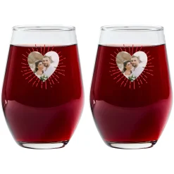 Bursting Heart Photo Message Wine Glass