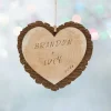 Carved Names Rustic Wood Heart Ornament