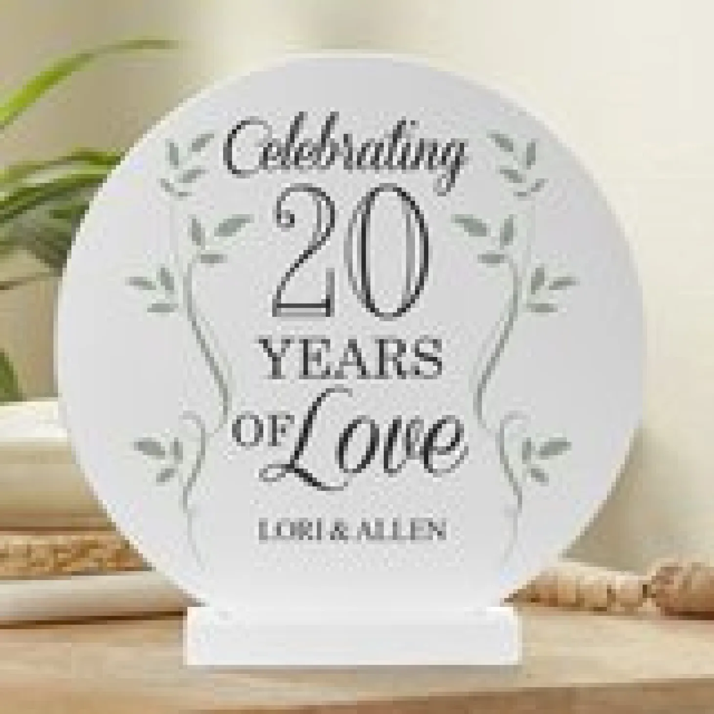 Celebration of Love Anniversary Wooden Circle with Stand