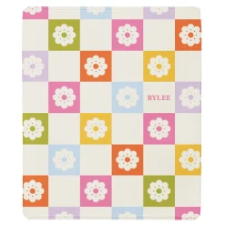 Checkered Flowers Plush Blanket