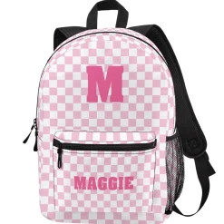 Checkered Initial and Name Backpack