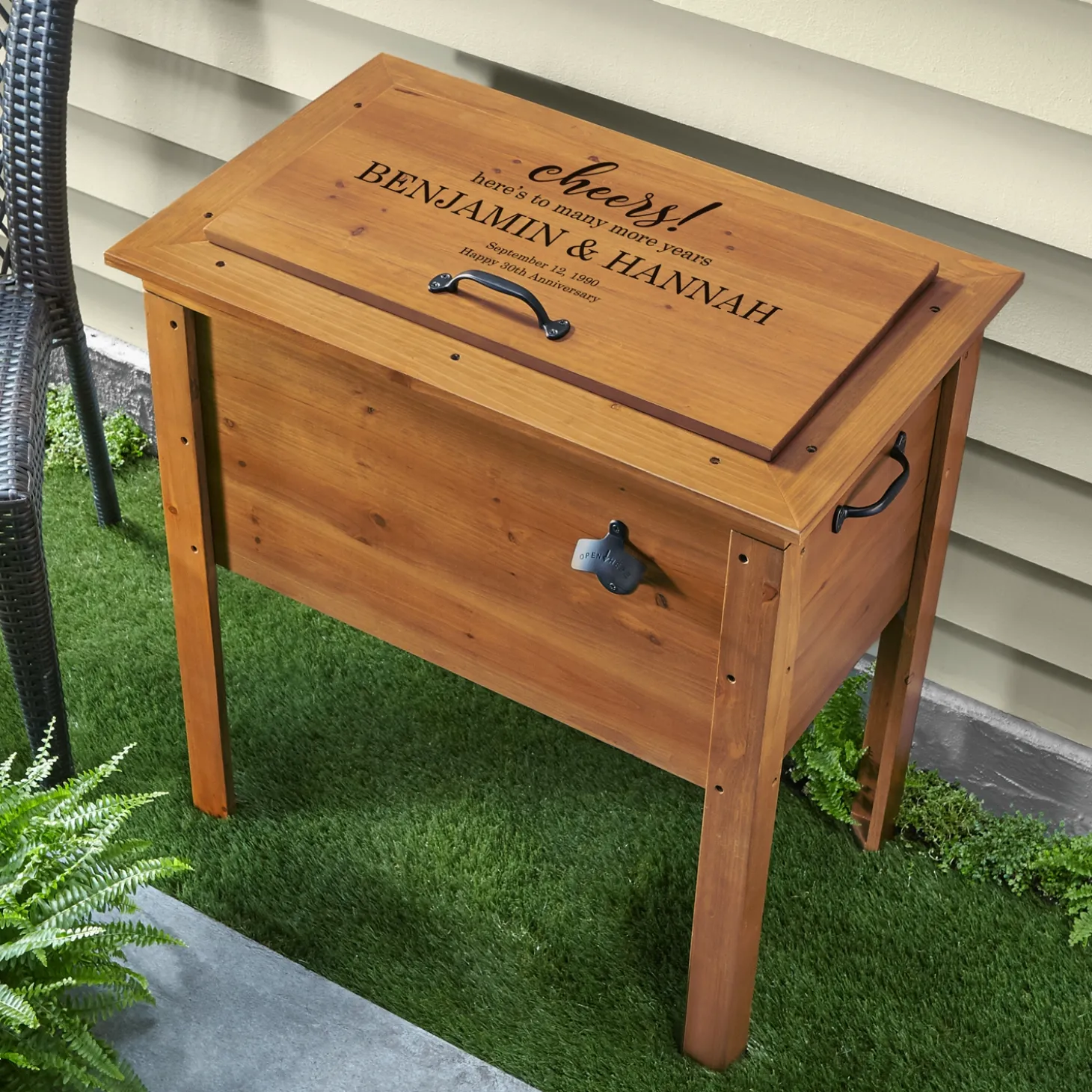 Cheers! Anniversary Wooden Beverage Cooler