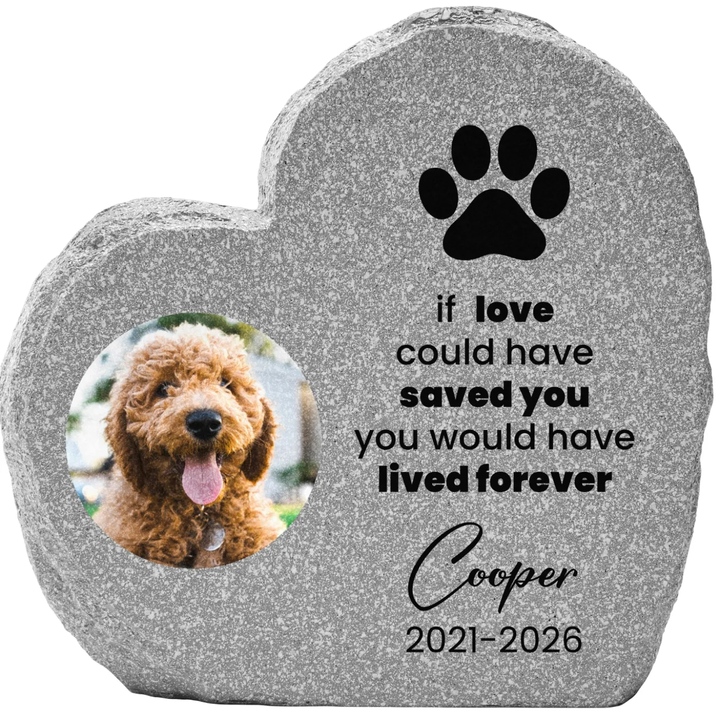 Cherished Pet Photo Standing Heart Garden Stone