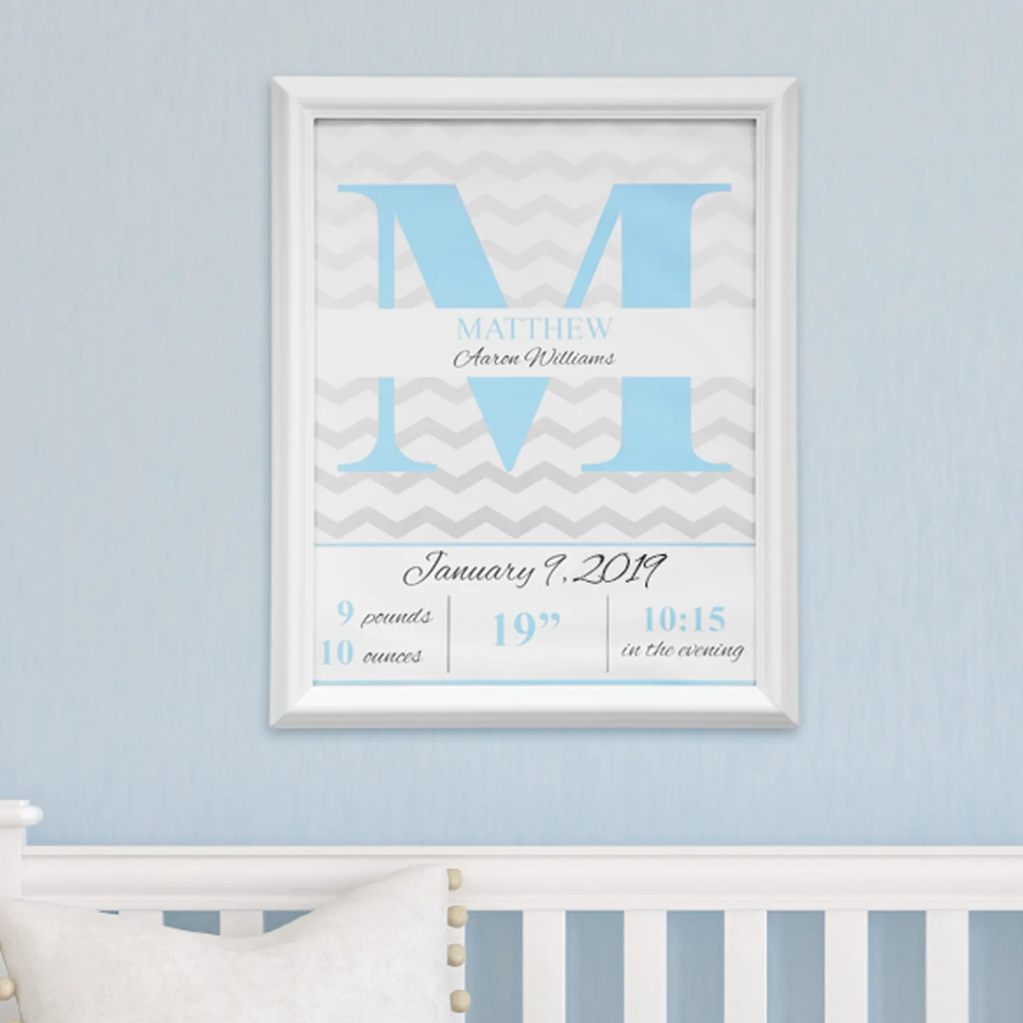 Chevron Birth Details Framed Print