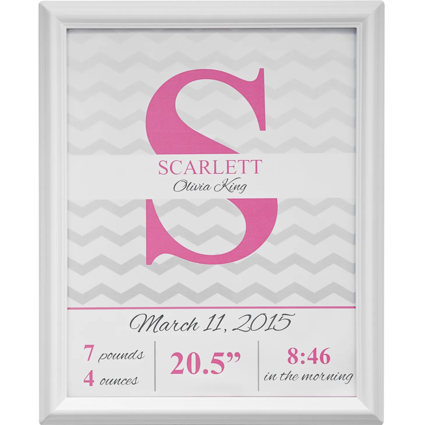 Chevron Birth Details Framed Print
