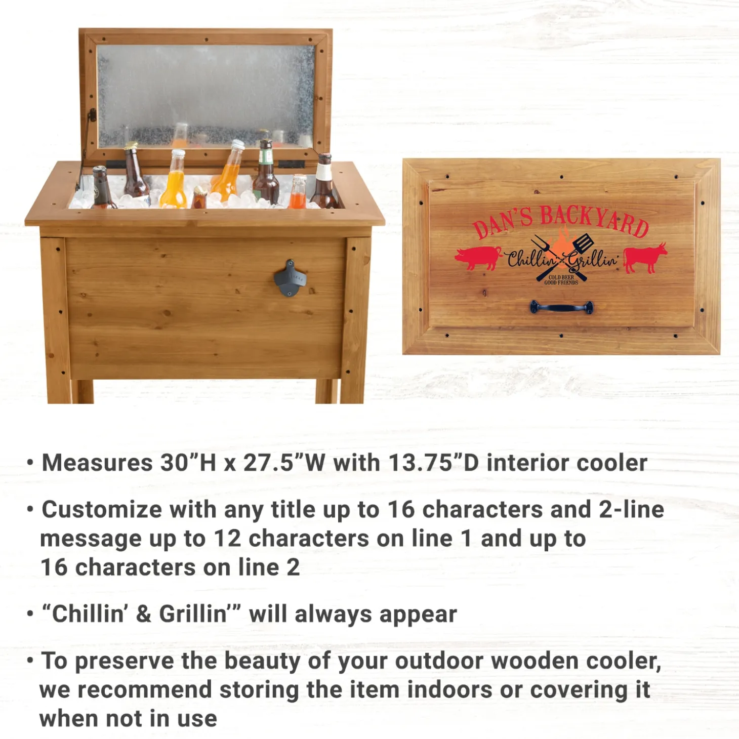 Chillin' & Grillin' Outdoor Wooden Cooler
