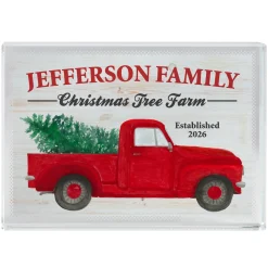 Christmas Tree Farm Glass Block