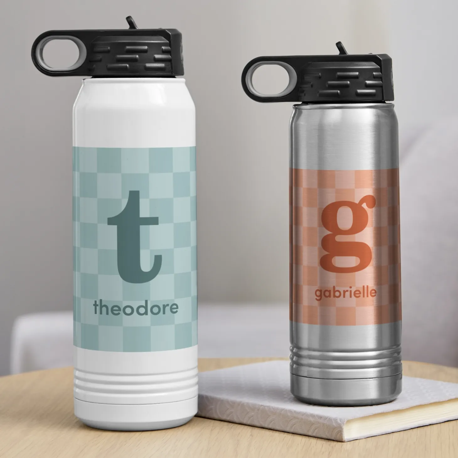 Colorful Checkered Water Bottle