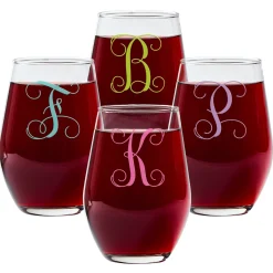 Colorful Name & Initial Wine Glasses