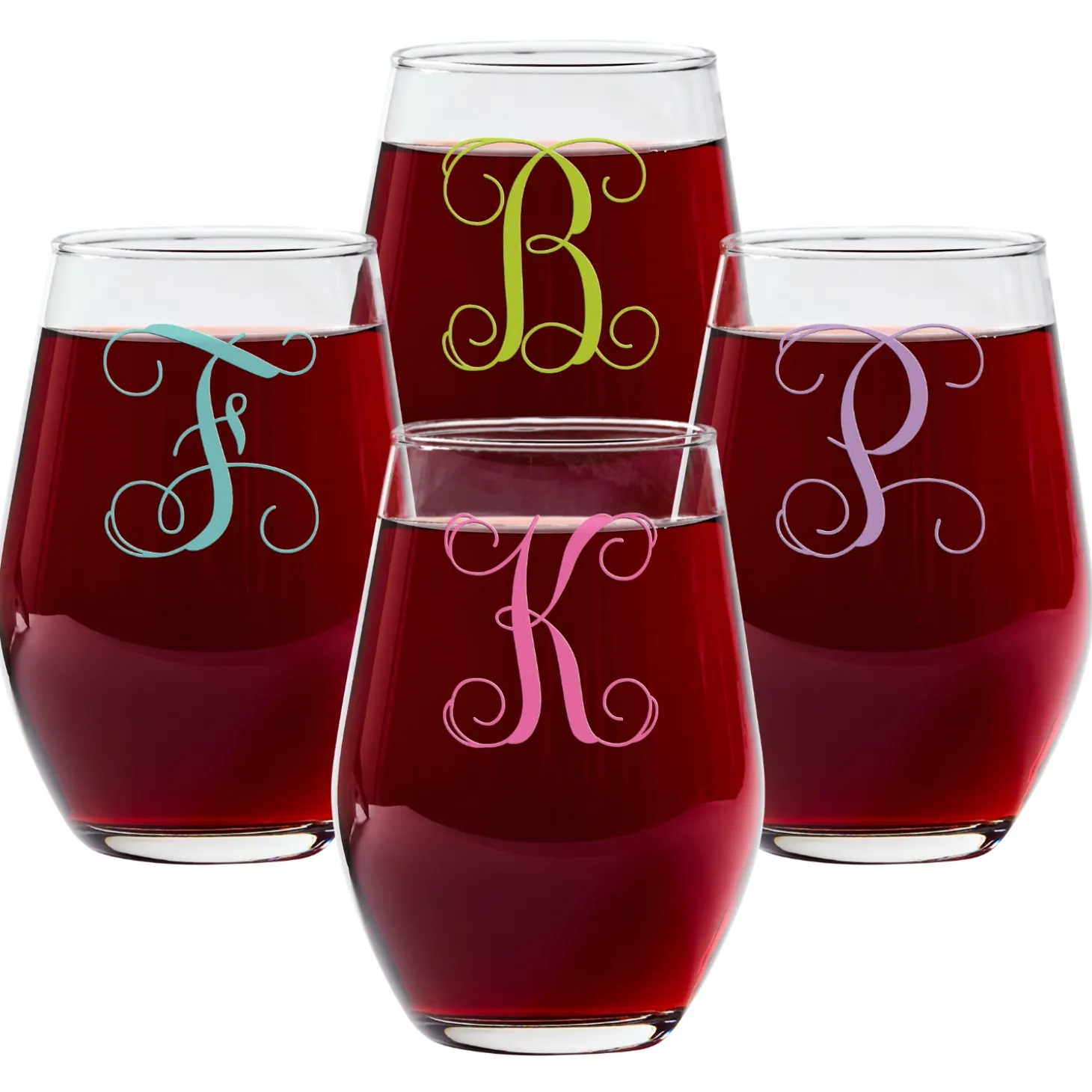 Colorful Name & Initial Wine Glasses