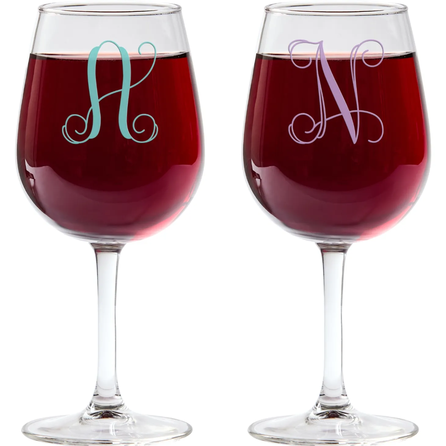 Colorful Name & Initial Wine Glasses