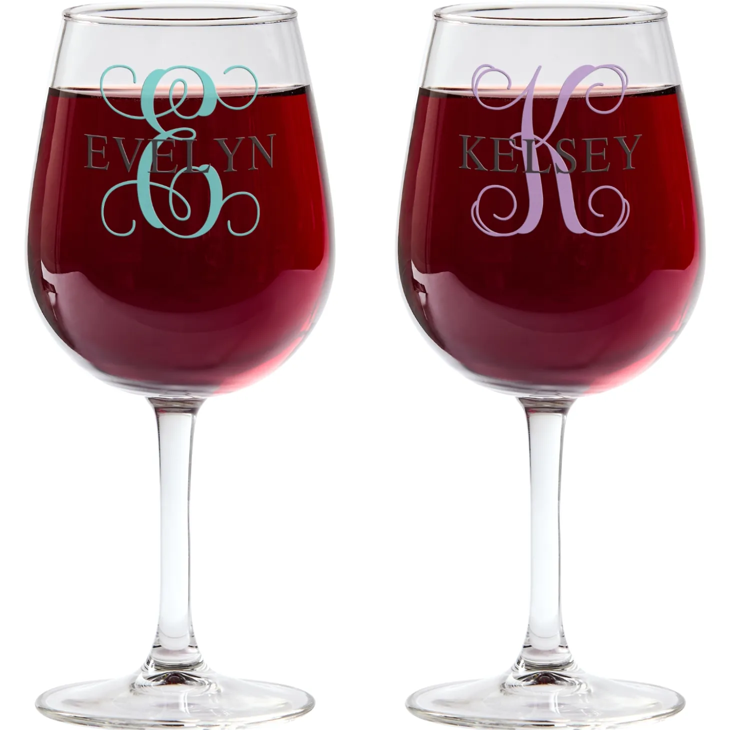 Colorful Name & Initial Wine Glasses