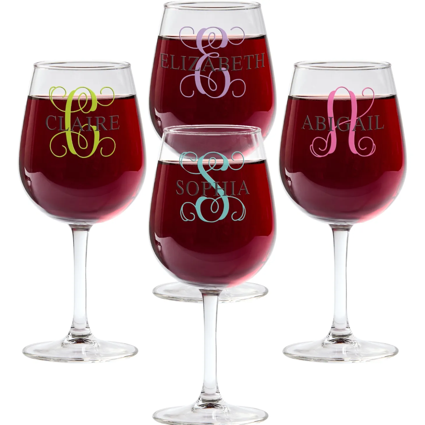 Colorful Name & Initial Wine Glasses
