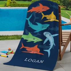 Colorful Sharks Beach Towel