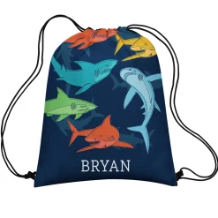Colorful Sharks Drawstring Bag