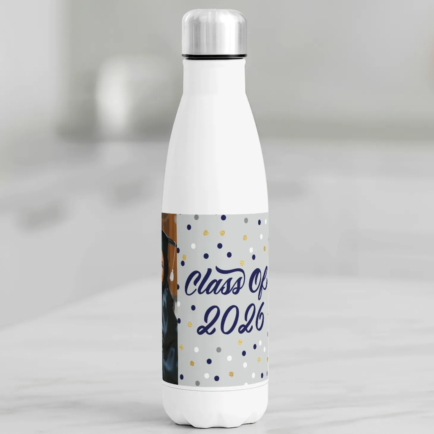 Confetti Dots Graduation Photo 17oz. Stainless Steel Water Bottle