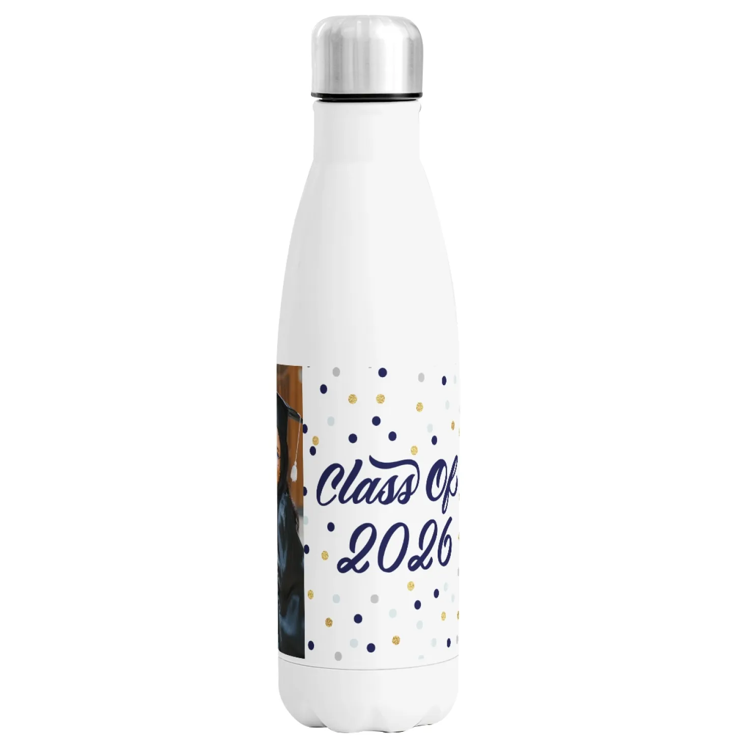 Confetti Dots Graduation Photo 17oz. Stainless Steel Water Bottle