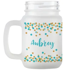 Confetti Name Frosted Mason Jar