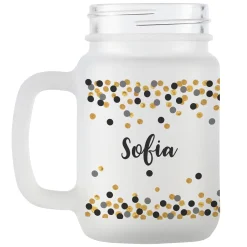 Confetti Name Frosted Mason Jar