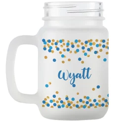 Confetti Name Frosted Mason Jar