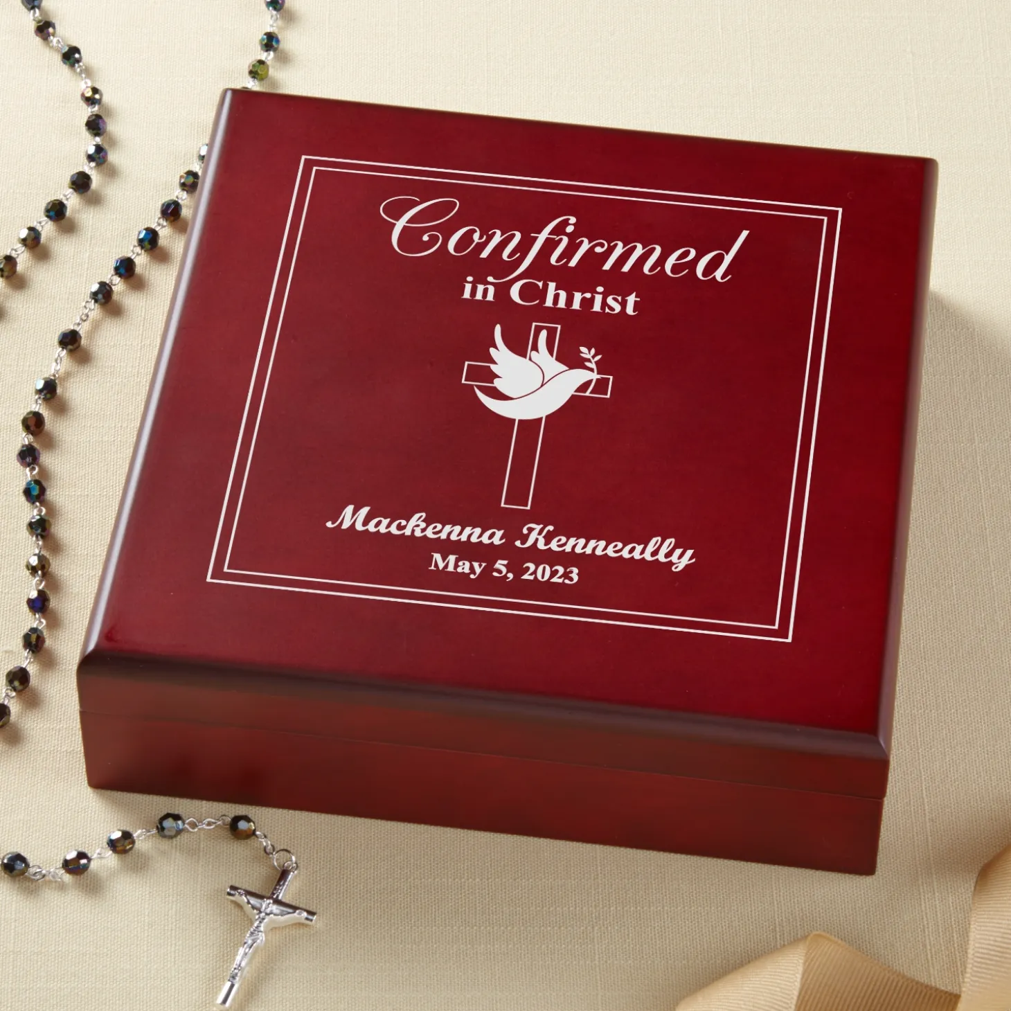 Confirmed in Christ Wood Keepsake Box