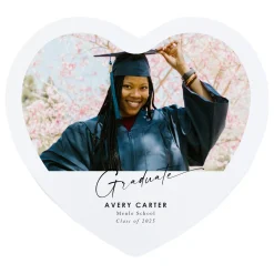 Congrats Graduate Scripted Photo Ceramic Heart Keepsake Box