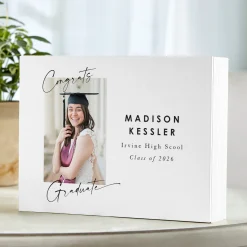 Congrats Graduate Scripted Photo Wood Block