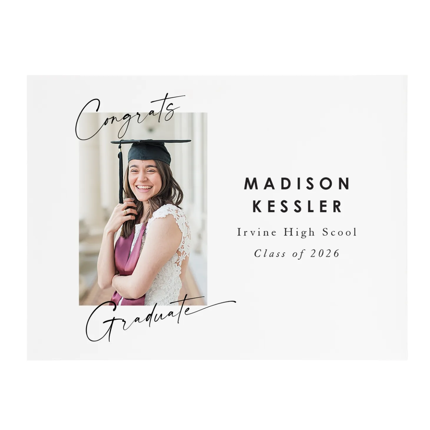 Congrats Graduate Scripted Photo Wood Block